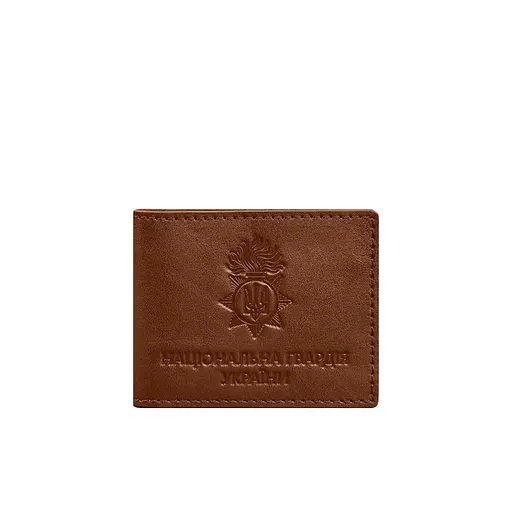 Кожаная обложка для служебного удостоверения Национальной гвардии Светло-коричневая - фото 6