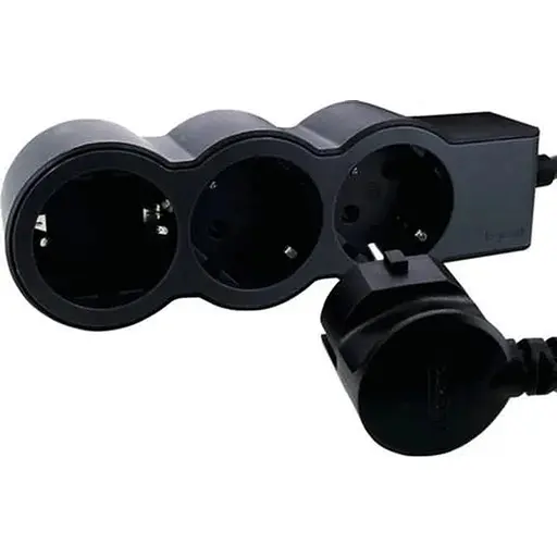 Legrand Удлинитель СТАНДАРТ 3х2К+Из розетки, 16 А, с кабелем 5 м, цвет Черный