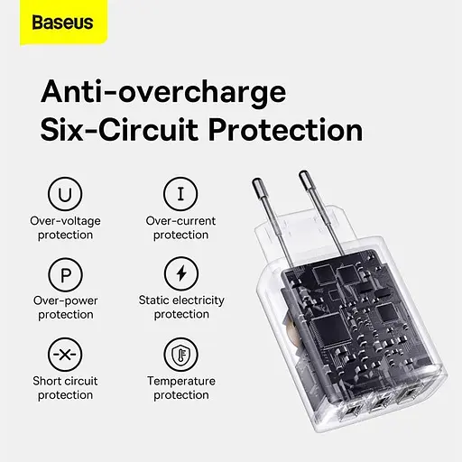 Зарядное устройство – блок адаптер Baseus Compact Charger 3U 17 W EU 3USB (CCXJ020101) - фото 4