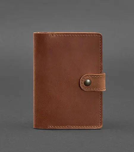 Кожаная обложка для паспорта 3.0 светло-коричневая Crazy Horse - фото 1