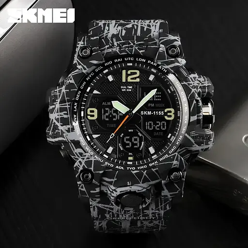 Чоловічий годинник Skmei Hmlet 1155 Чорний з сірим - фото 3