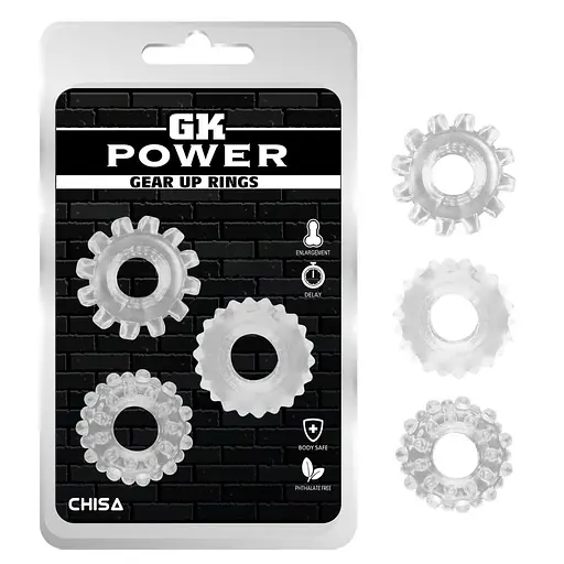 Набор эрекционных колец GK Power Gear Up Rings Clear 3 шт. прозрачный - фото 2