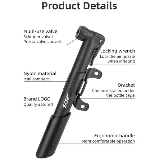 Насос для велосипеда ROCKBROS мини с креплением на раму ручной компактный - фото 9