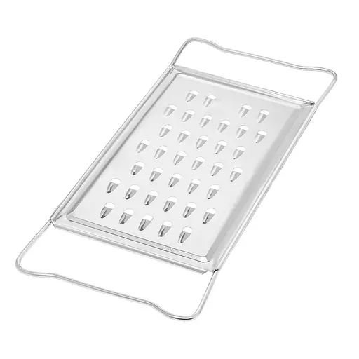 Терка плоска крупна для овочів, коренеплодів (буряків) та фруктів з оцинкованої сталі, Kitchette Сірий 84478 - фото 2