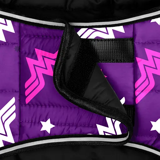 Курточка-накидка для собак Waudog Clothes, рисунок "Чудо-женщина фиолет", L, А 41 см, B 58-70 см, С 42-52 см - фото 4