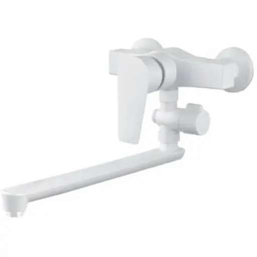 Смеситель для ванны Plamix OSCAR-006 SET WHITE (со шлангом, воронкой и кронштейном) (PM0703) - фото 1