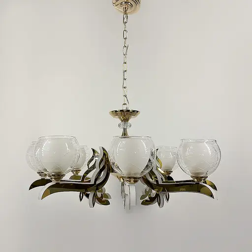 Люстра со светодиодным золотым корпусом и 5 двойных плафонов Line.F 81181/5 GD - фото 8