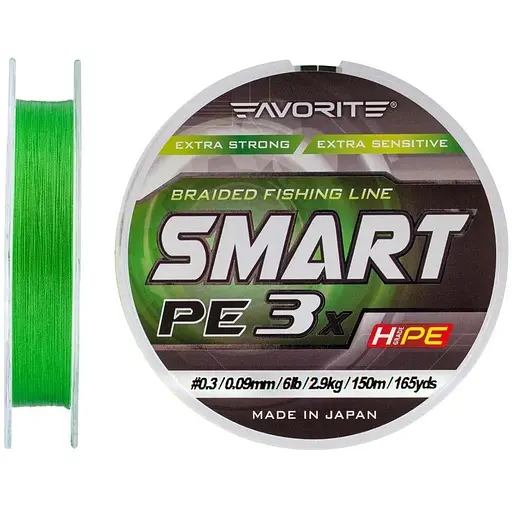 Шнур Favorite Smart PE 3x 150м #0.3/0.09 mm 6lb/2.9 kg Зеленый (1013-1693.10.63)