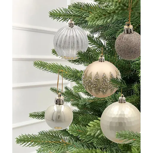 Комплект ялинкових прикрас Chomik Кульки, сніжинки пластикові шампань 30 шт. (BAI5324) - фото 3