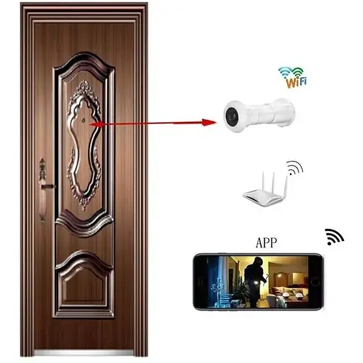 Відеовічко HQCam 405B wifi c датчиком руху, підсвічуванням і записом 2 Мп сріблясте - фото 6