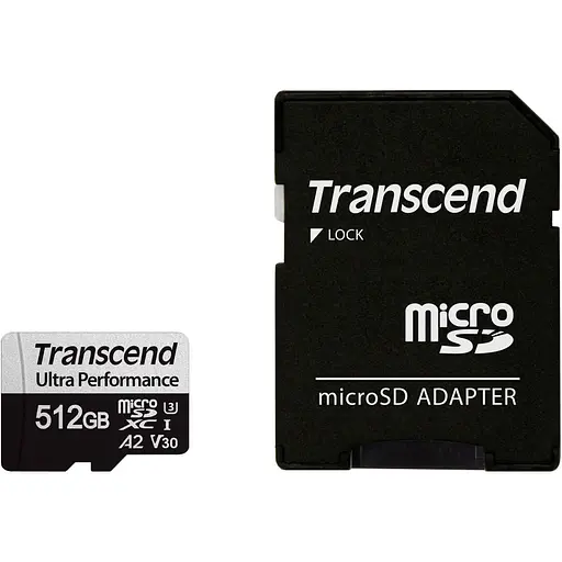 Карта памяти Transcend 512GB microSD w/ adapter UHS-I U3 A2 (TS512GUSD340S) (FFSDTR02109) - фото 1