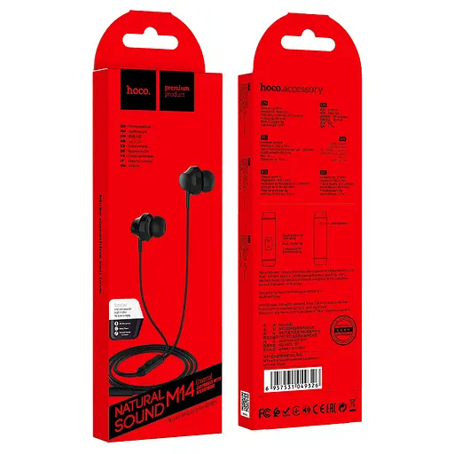 Навушники HOCO M14 initial sound universal earphones with mic Black - фото 2