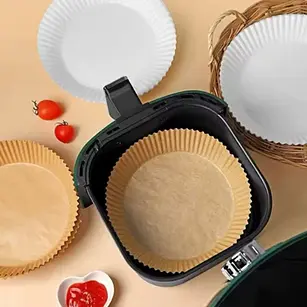 Бумажные вкладыши круглые для аэрофритюрницы Air Fryer Liners 50 шт термостойкие 200×45 мм Коричневый - фото 4