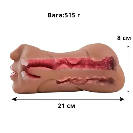 Мастурбатор I’MCUM Oral Queen 3in1 з язичком та зубками Тілесний (IM-KMQ206) - фото 4