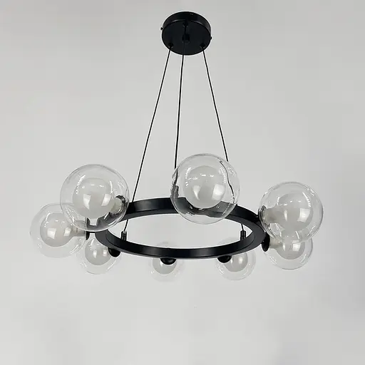 Кольцевая черная люстра с 8 двойными плафонами Ø 50 см Ст. MJ 207/8 BK Line F - фото 1