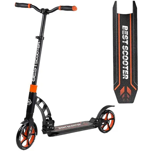 Самокат Best Scooter 94х14х41 см Чорно-жовтогарячий 000255904 - фото 1