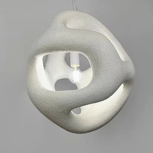 Гіпсовий світильник у білому кольрі Ø 50 см | Арт. MJ34-450*500 WT | Line F - фото 7