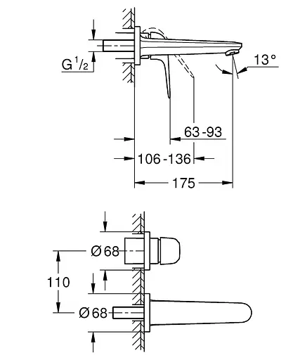 Смеситель для умывальника на 2 отверстия Grohe Euroeco 24274001 Хром - фото 5