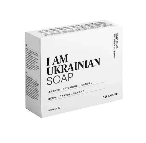 Тверде мило з ароматом шкіри, пачулі та сандалу DeLaMark I am Ukrainian 110 г - фото 1