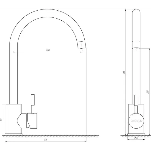 Смеситель для кухни Globus Lux ALPEN SUS-203S-BB - фото 4