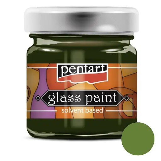 Фарба вітражна Pentart на основі розч. холодної фіксації Оливкова 30 мл - фото 1