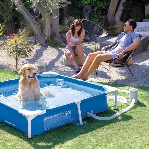 Басейн для домашніх тварин Intex 48402, 152 x 152 x 30.5 см з металевим каркасом скімером та диспенсером - фото 5