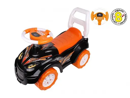 Автомобиль для прогулок - толокар с музыкальным рулем ТехноК (оранжевый)