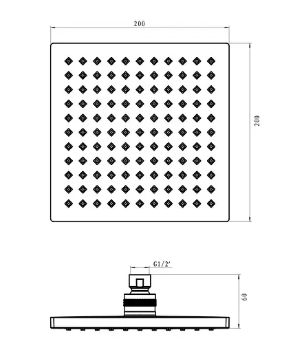 Верхний душ 200 мм Imprese SQ200, Хром - фото 2
