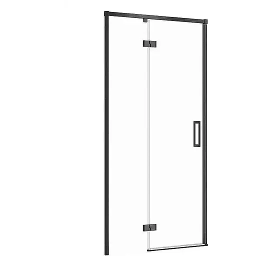 Душові двері Cersanit Larga 100x195 L розпашні профіль чорний S932-129, Ліва, прозорий, чорний - фото 1