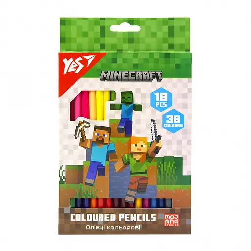 Карандаши цветные Yes Minecraft, 18/36 цветов