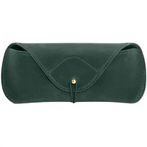 Кожаный чехол для очков BlankNote Crazy Horse с клапаном на резинке Зеленый  - фото 1