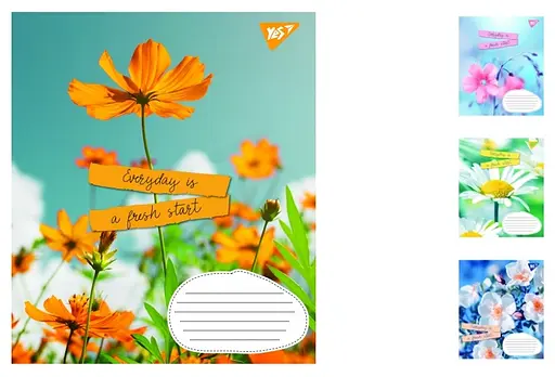 Зошити учнівські 96 аркушів лінія 1B Summer flowers, 5 шт. в упаковці