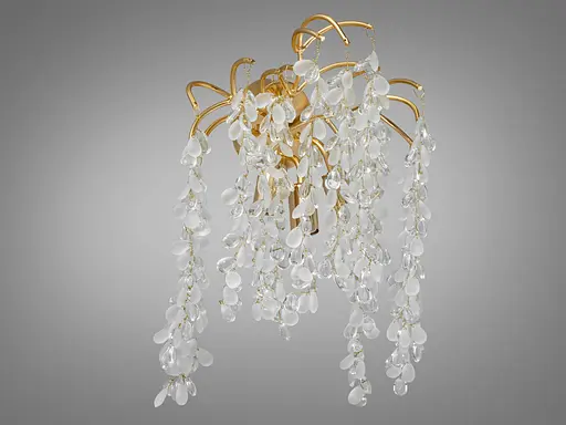 Світильник сателіт до кришталевих люстр "Гліцинія" на 3 лампи, золото - фото 2