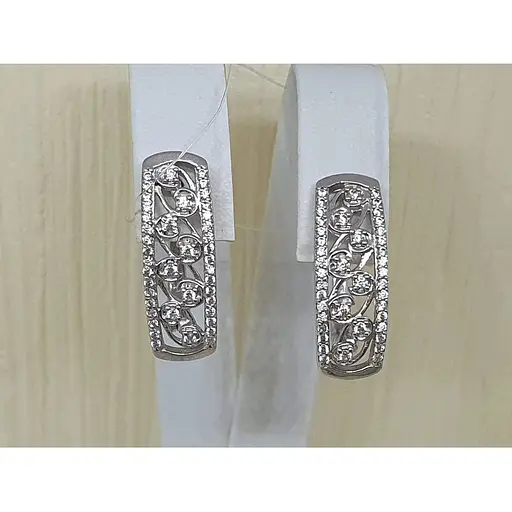 Срібні сережки Qvaliz з фіанітами. 90200419 - фото 3