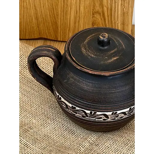 Заварочный чайник 0.7 литра керамический (глиняный) резной с ручкой  - фото 5