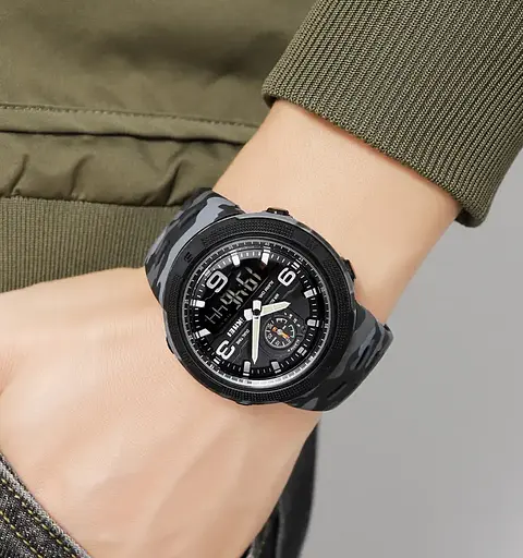 Чоловічий спортивний годинник Skmei 1655 (Сірий камуфляж) - фото 5