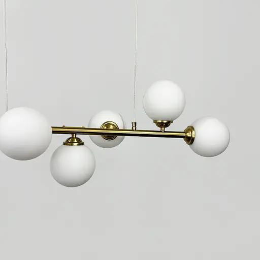 Удлиненная латунная люстра на 8 белых плафонов 100х30 см | Line F | Ст. 1548/8L AB - фото 3