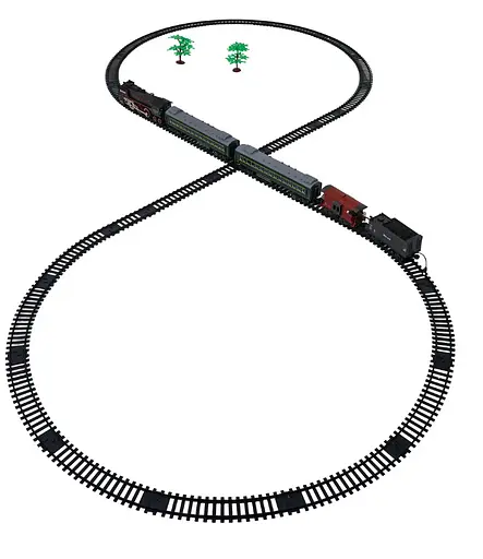 Большая железная дорога Ретро-поезд с дымом, светом и звуком — Трасса 216 см Ramiz - фото 5