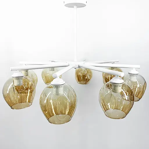 Стельова люстра на 8 плафонів в білому корпусі Line.F K 149/8 WT+BR - фото 4