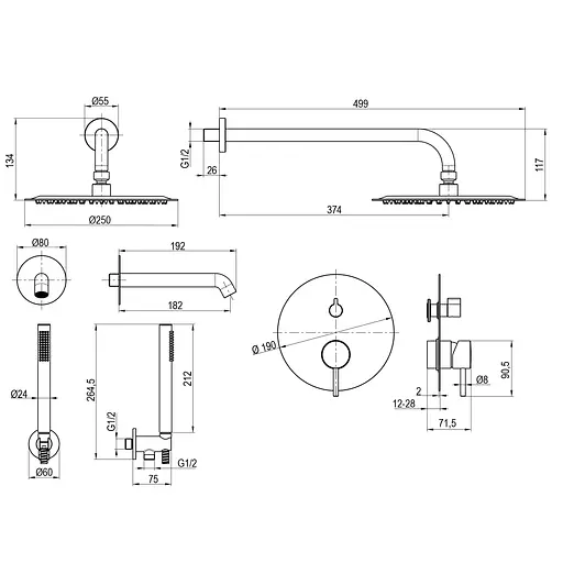 Душевая система скрытого монтажа Topaz Loft TLF 32115-H39-C, Хром - фото 12