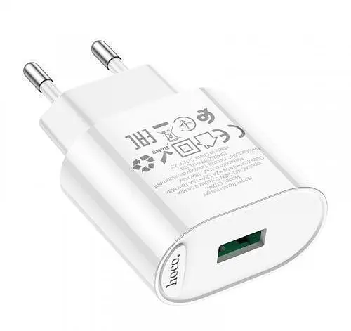 Зарядний пристрій блок адаптер Hoco C109A Fighter 1USB 18 вт біле - фото 1