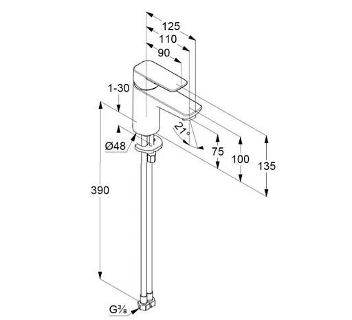 Смеситель для умывальника Kludi Pure&Style 75 DN 15 400280575 - фото 4
