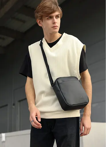 Мужская сумка мессенджер Sambag Makros черная 23 × 19 × 7 см (70220001m) - фото 6