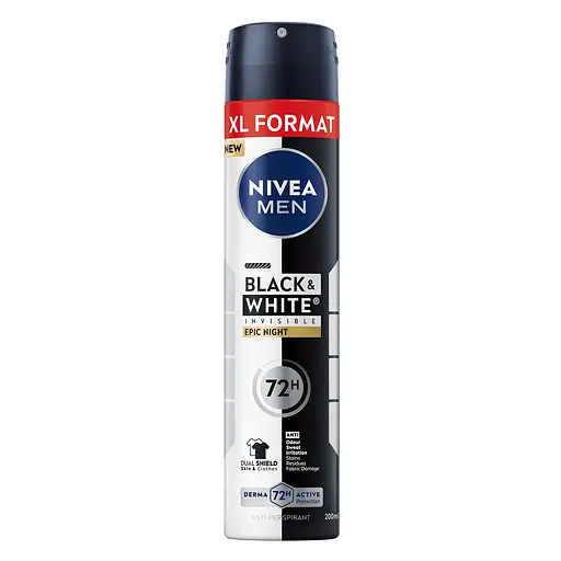 Антиперспірант спрей Nivea Men Чорне та Біле невидимий: Epic Night 200 мл (9005800400112)
