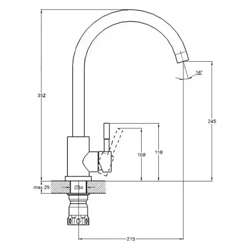 Змішувач для кухні Solone EZA4-D090GY одноважільний з нержавіючої сталі Сірий 30412 - фото 2