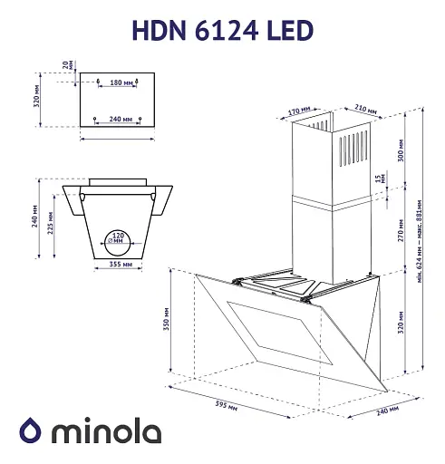 Вытяжка декоративная наклонная Minola HDN 6124 BL LED - фото 12