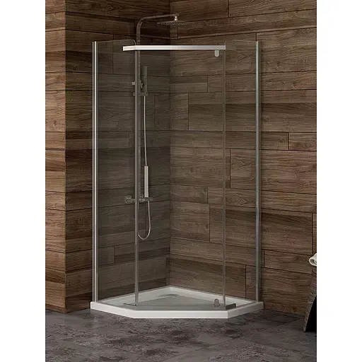 Душевая кабина New Trendy Komfort 90x90 см п' угольная распашная прозрачное стекло без поддона хром K-0804, прозрачный, хром - фото 1