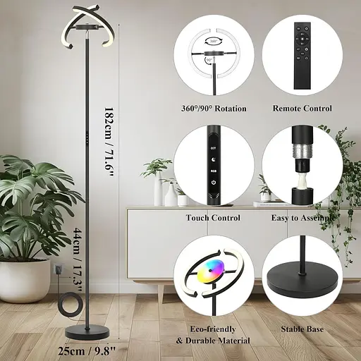 Світлодіодний торшер OTREN з регульованою яскравістю, пультом дистанційного керування - фото 2