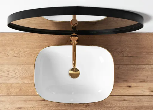 Умивальник Rea Jenny накладний white/gold REA-U9652, Золотий - фото 2