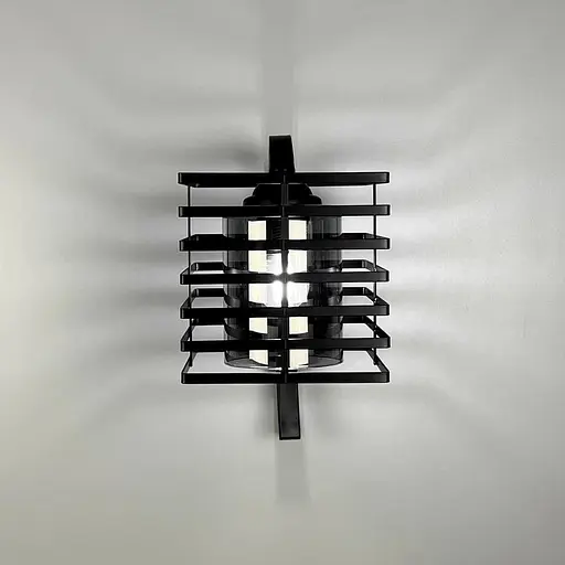 Металлические бра в стиле Лофт в черном корпусе 30х16 см с плафоном Line F Арт. 12391/1W BK+GR - фото 2